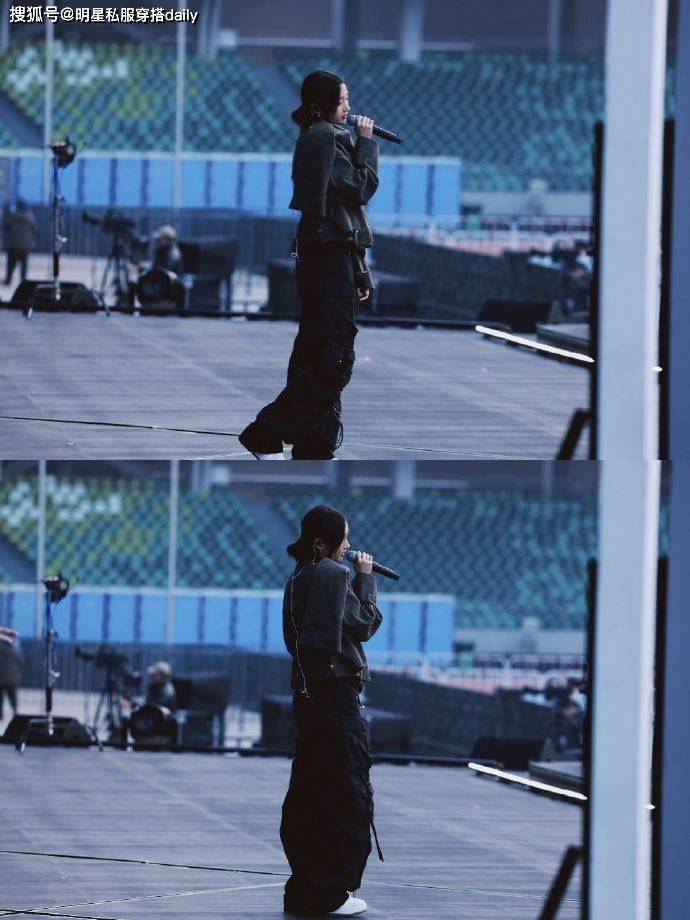 呢短夹克+工装牛仔裤美得相当出挑了！开元棋牌app关晓彤又秀大长腿了！毛(图3)